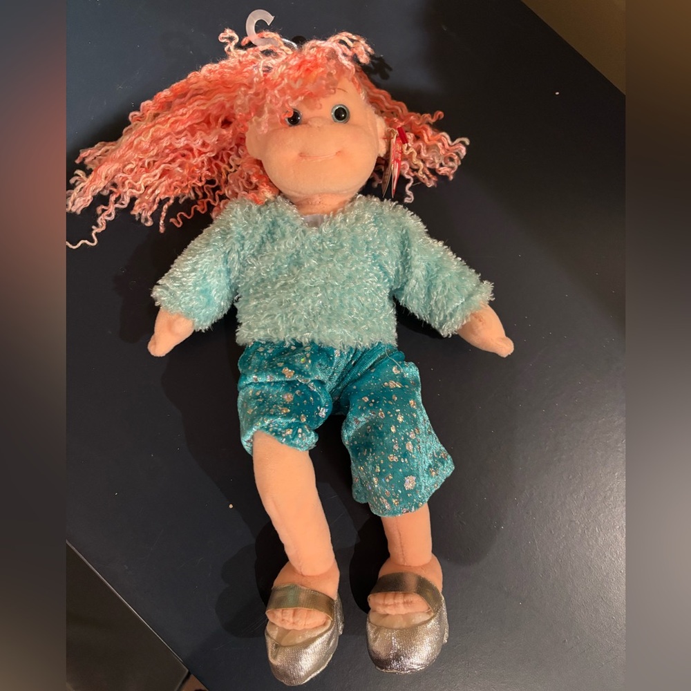 Ty Stuffed Doll with Pink Hair and Teal Outfit - Precious Pammy